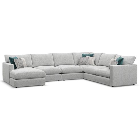 Malvern  Modular 6 Seater Left Hand Corner Sofa with Chaise in Silver fabric - Group 18