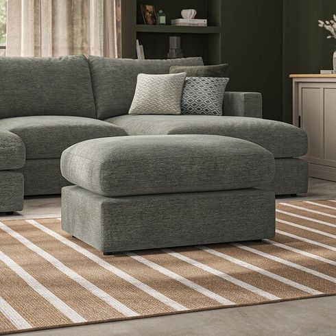 Malvern Small Fender Footstool in Olive Green fabric