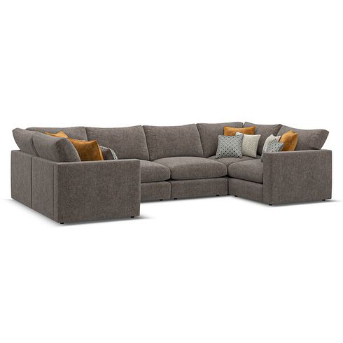 Malvern Small U-Shape Modular Corner Sofa in Brown fabric - Group 10