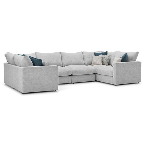 Malvern Small U-Shape Modular Corner Sofa in Silver fabric - Group 10