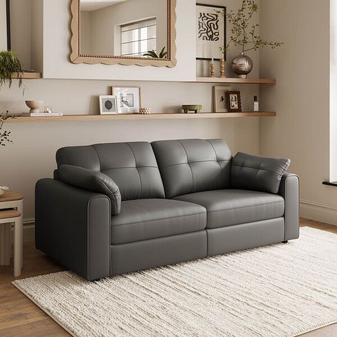 Marley 2 Seater Modular Sofa in Oslo Storm Leather - Group 8