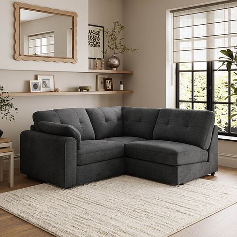 Marley 3 Seat Left Hand Modular Corner Sofa in Lila Charcoal Fabric - Group 6