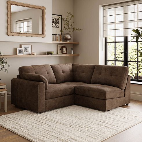 Marley 3 Seat Left Hand Modular Corner Sofa in Lila Chocolate Fabric - Group 6