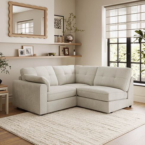 Marley 3 Seat Left Hand Modular Corner Sofa in Lila Ivory Fabric - Group 6