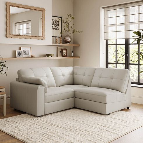 Marley 3 Seat Left Hand Modular Corner Sofa in Oslo Bone China Leather - Group 6