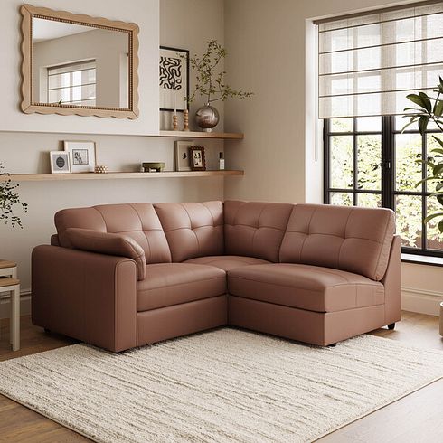 Marley 3 Seat Left Hand Modular Corner Sofa in Oslo Mocha Mousse Leather - Group 6