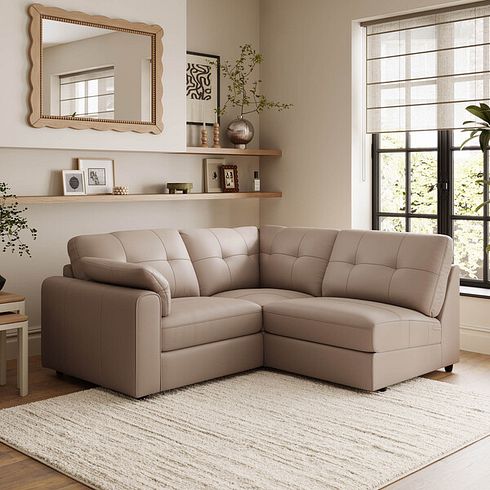 Marley 3 Seat Left Hand Modular Corner Sofa in Oslo Mushroom Leather - Group 6