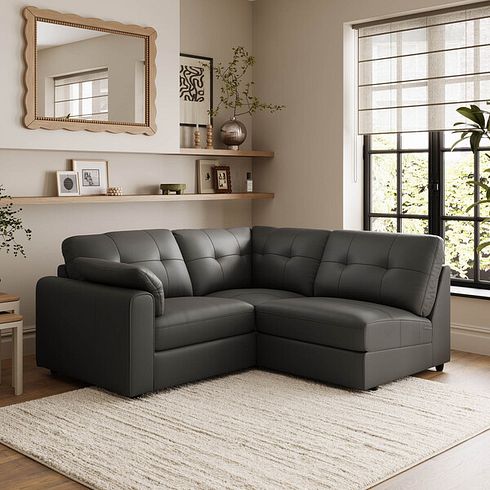Marley 3 Seat Left Hand Modular Corner Sofa in Oslo Storm Leather - Group 6
