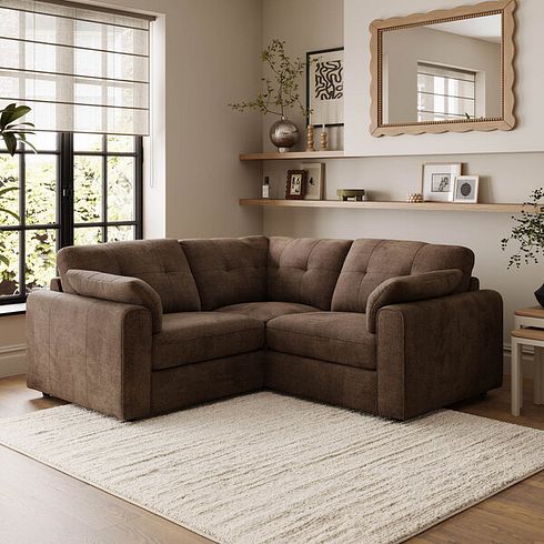 Marley 3 Seat Modular Corner Sofa in Lila Chocolate Fabric - Group 1