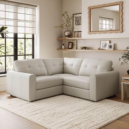 Marley 3 Seat Modular Corner Sofa in Oslo Bone China Leather - Group 1