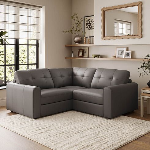 Marley 3 Seat Modular Corner Sofa in Oslo Elephant Grey Leather - Group 1