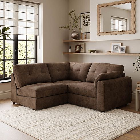 Marley 3 Seat Right Hand Modular Corner Sofa in Lila Chocolate Fabric - Group 7