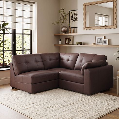 Marley 3 Seat Right Hand Modular Corner Sofa in Oslo Chestnut Leather - Group 7