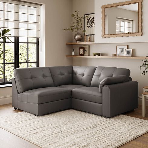 Marley 3 Seat Right Hand Modular Corner Sofa in Oslo Elephant Grey Leather - Group 7