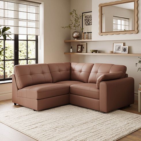 Marley 3 Seat Right Hand Modular Corner Sofa in Oslo Mocha Mousse Leather - Group 7