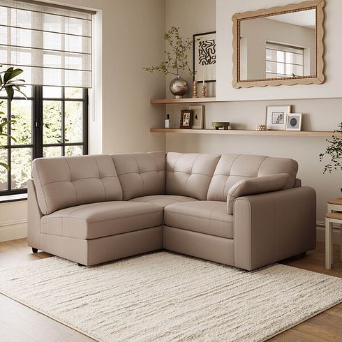 Marley 3 Seat Right Hand Modular Corner Sofa in Oslo Mushroom Leather - Group 7
