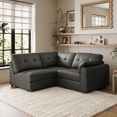 Marley 3 Seat Right Hand Modular Corner Sofa in Oslo Storm Leather - Group 7