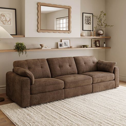 Marley 3 Seater Modular Sofa in Lila Chocolate Fabric - Group 9