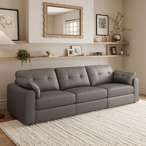 Marley 3 Seater Modular Sofa in Oslo Elephant Grey Leather - Group 9