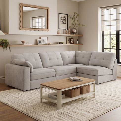 Marley 4 Seat Left Hand Modular Corner Sofa in Lila Stone Fabric - Group 4