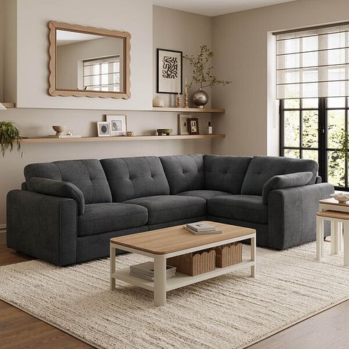 Marley 4 Seat Modular Left Hand Corner Sofa in Lila Charcoal Fabric - Group 2