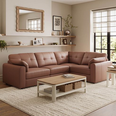 Marley 4 Seat Modular Left Hand Corner Sofa in Oslo Mocha Mousse Leather - Group 2