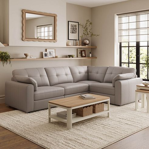 Marley 4 Seat Modular Left Hand Corner Sofa in Oslo Oyster Leather - Group 2