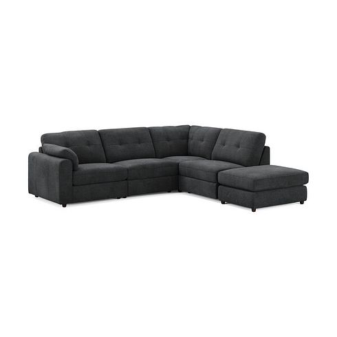 Marley 4 Seat Modular Open End Left Hand Corner Sofa in Lila Charcoal Fabric -  Group 4 FOOT
