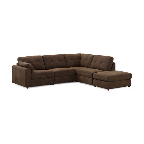 Marley 4 Seat Modular Open End Left Hand Corner Sofa in Lila Chocolate Fabric - Group 4 FOOT
