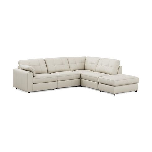 Marley 4 Seat Modular Open End Left Hand Corner Sofa in Oslo Bone China Leather -  Group 4 FT