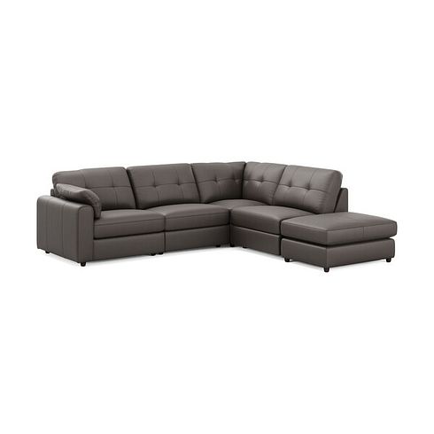 Marley 4 Seat Modular Left Hand Corner Sofa in Oslo Elephant Grey Leather -  Group 4 