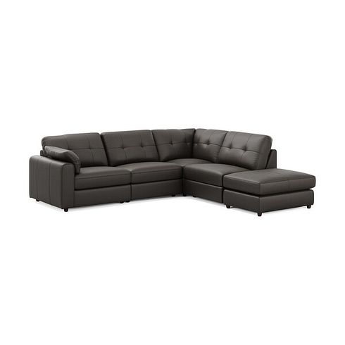 Marley 4 Seat Modular Open End Left Hand Corner Sofa in Oslo Storm Leather -  Group 4 FOOT
