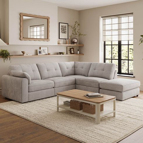 Marley 4 Seat Modular Open End Left Hand Corner Sofa in Lila Stone Fabric -  Group 4 FOOT