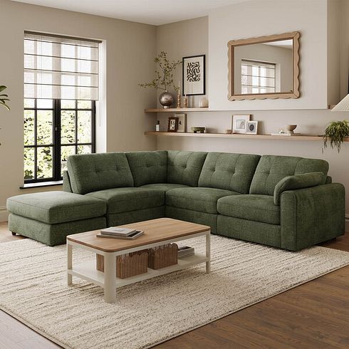 Marley 4 Seat Modular Open End Right Hand Corner Sofa in Lila Pine Fabric -Group 5 FOOT
