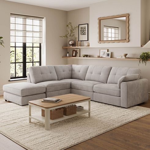 Marley 4 Seat Modular Open End Right Hand Corner Sofa in Lila Stone Fabric -Group 5 FOOT