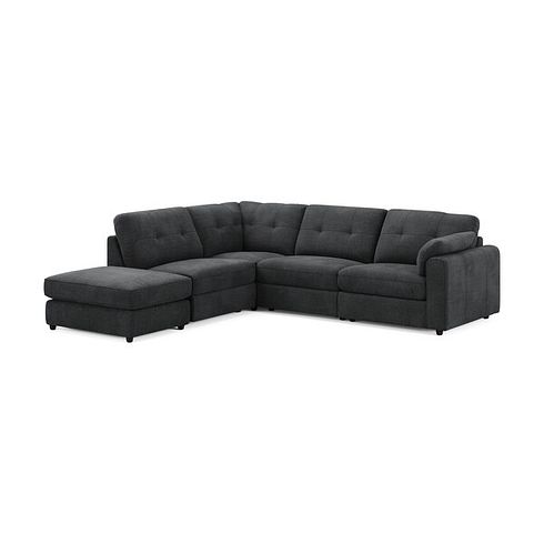 Marley 4 Seat Modular Open End Right Hand Corner Sofa in Lila Charcoal Fabric -Group 5 FOOT