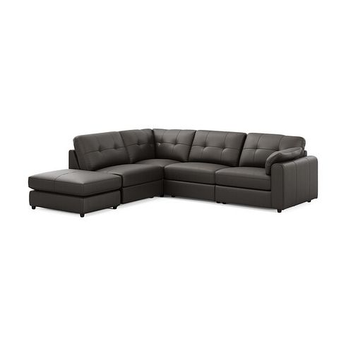 Marley 4 Seat Modular Open End Right Hand Corner Sofa in Oslo Storm Leather -Group 5 FOOT