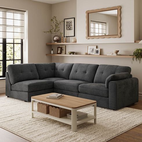 Marley 4 Seat Right Hand Modular Corner Sofa in Lila Charcoal Fabric - Group 5
