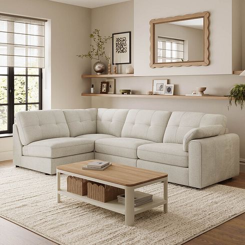 Marley 4 Seat Right Hand Modular Corner Sofa in Lila Ivory Fabric - Group 5