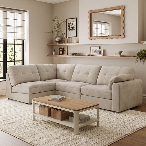 Marley 4 Seat Right Hand Modular Corner Sofa in Lila Natural Fabric - Group 5