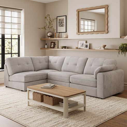 Marley 4 Seat Right Hand Modular Corner Sofa in Lila Stone Fabric - Group 5