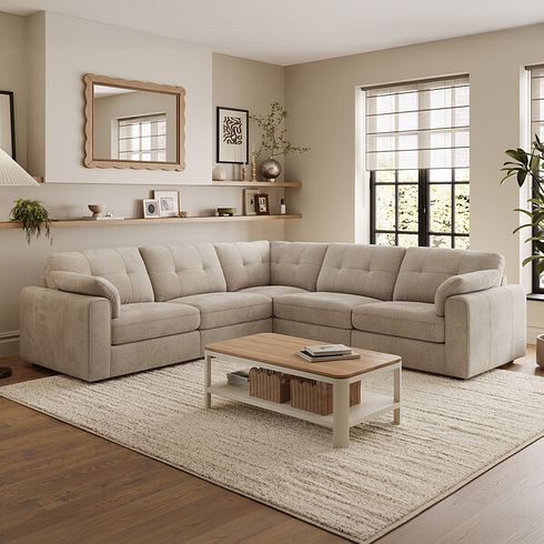 Marley 5 Seat Modular Corner Sofa in Lila Natural Fabric - Group 3