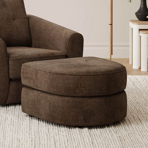 Marley Half Moon Footstool in  Lila Chocolate Fabric
