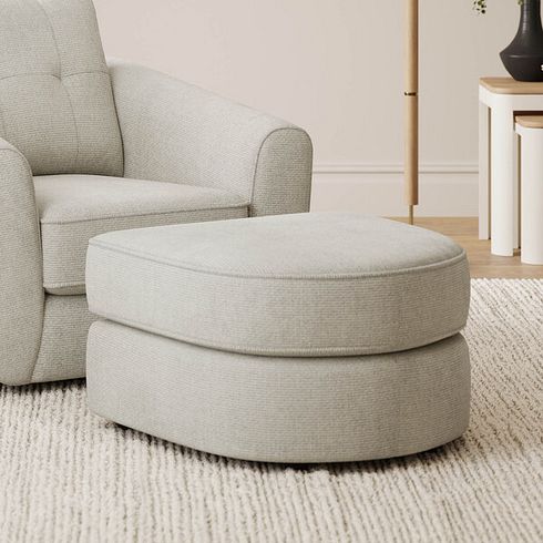 Marley Half Moon Footstool in  Lila Ivory Fabric