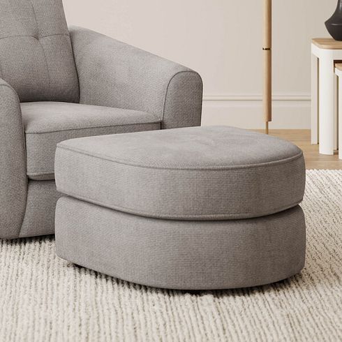 Marley Half Moon Footstool in  Lila Stone Fabric