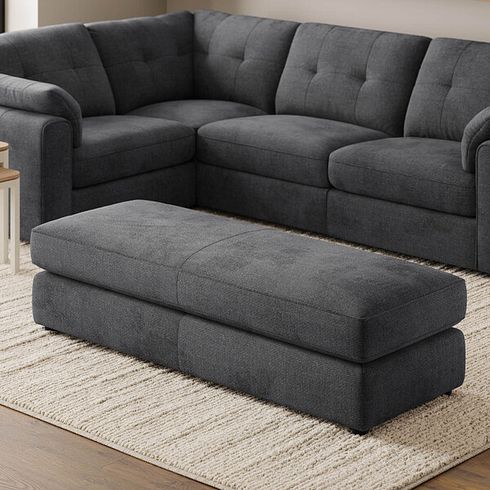 Marley Large Fender Footstool in  Lila Charcoal Fabric