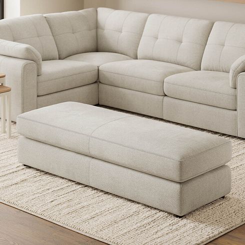 Marley Large Fender Footstool in  Lila Ivory Fabric