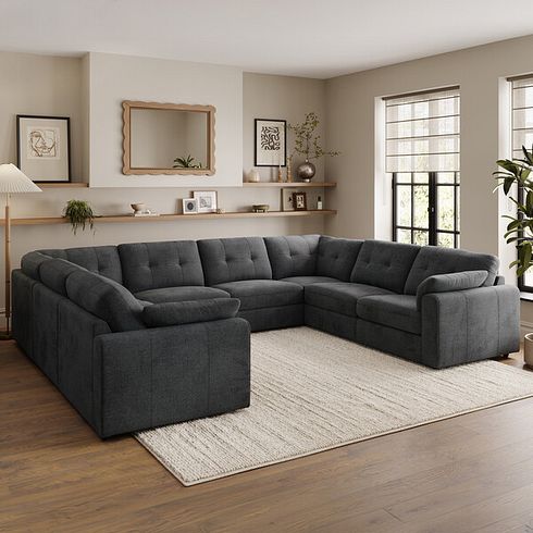 Marley Large U-Shape Modular Corner Sofa in Lila Charcoal Fabric - Group 11