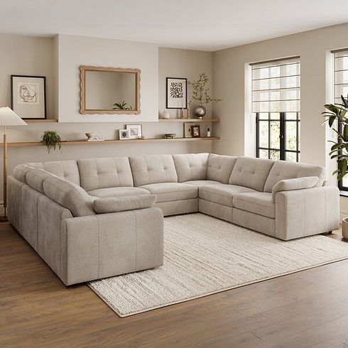 Marley Large U-Shape Modular Corner Sofa in Lila Natural Fabric - Group 11