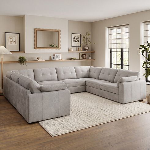 Marley Large U-Shape Modular Corner Sofa in Lila Stone Fabric - Group 11